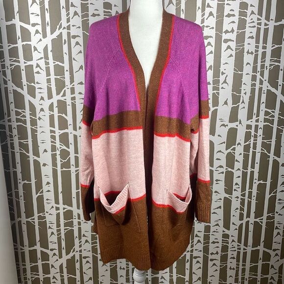 Lane Bryant Color Blocked Open Front Cardigan Sweater 26/28 4X - Picture 1 of 8